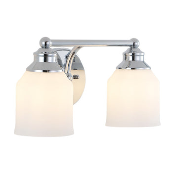 Lydia Iron/Frosted Glass Farmhouse Cottage LED Vanity Light - JONATHAN Y